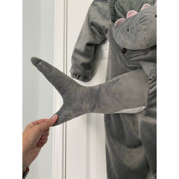 Gray Plush Shark Hooded Jumpsuit Zipper Costume Hyde and Eek Small - Picture 10 of 12
